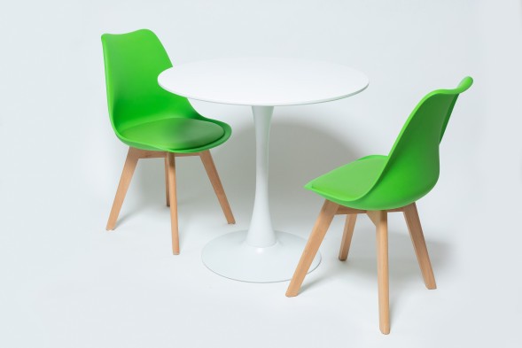 Стол Barneo T-3 Tulip style, MDF, H-75cm - круг диаметр 100см, RAL9003 белый, каркас RAL9003 белый