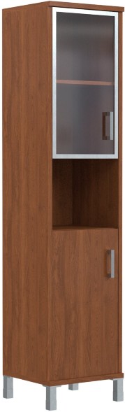Шкаф-колонка высокая с малой стеклянной дверью в AL-рамке и глухой B 431.9(L) Орех Гарда