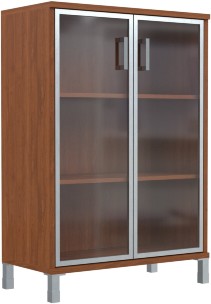 Шкаф средний со стеклянными дверьми в AL-рамке B 420.7 Орех Гарда 900х450х1286