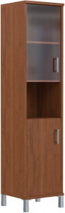 Шкаф-колонка высокая с малой стеклянной дверью и глухой B 431.10(L) Орех Гарда 475х450х2054